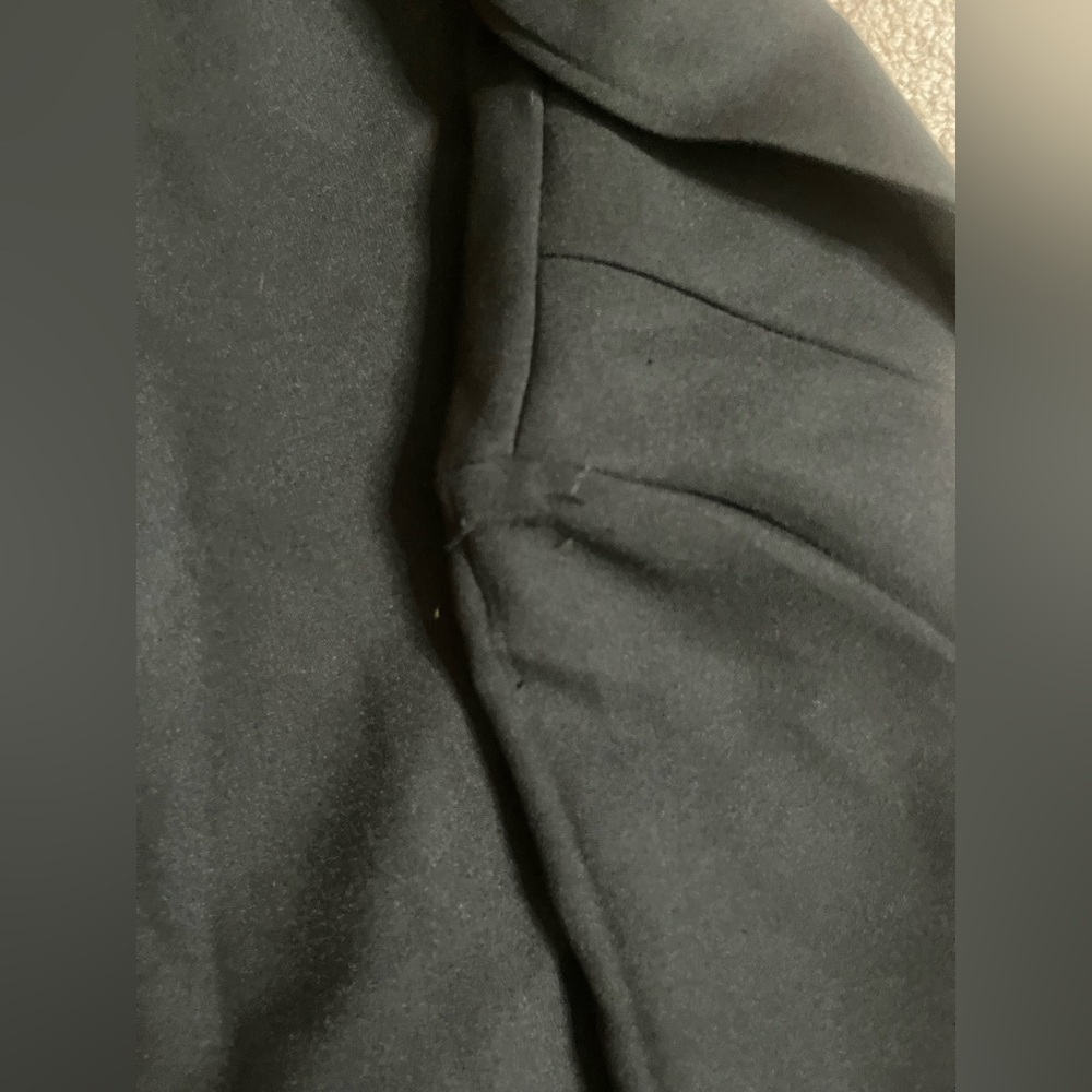 Black Textured Blazer with Notched Lapel and Open Front - Picture 3 of 4